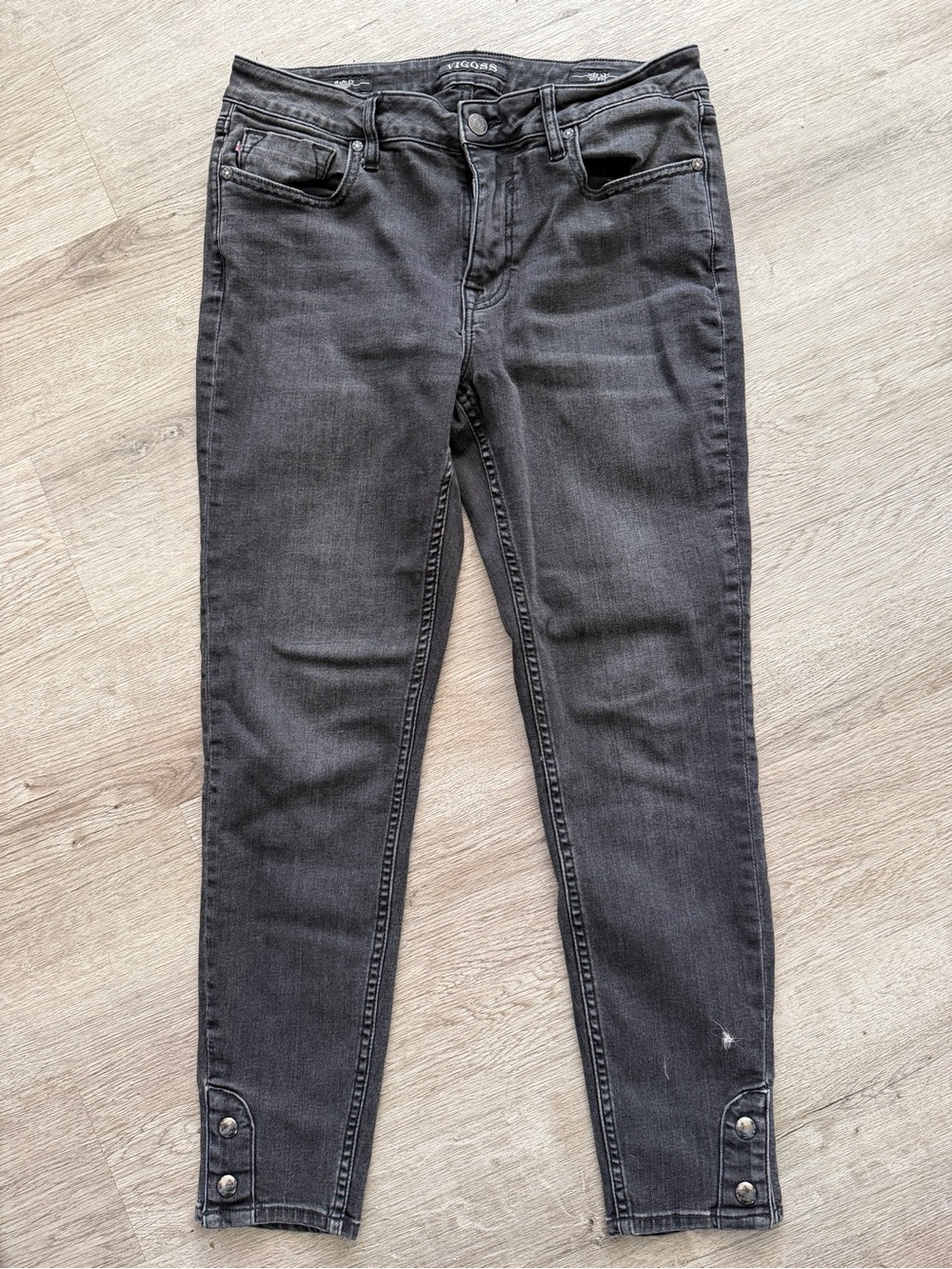 Vigoss Gray Skinny Jeans with Ankle Button Detail